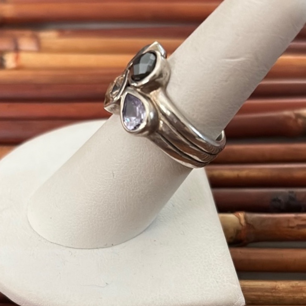 Silpada Silver Ring with Multi-Color Stones - Picture 4 of 5